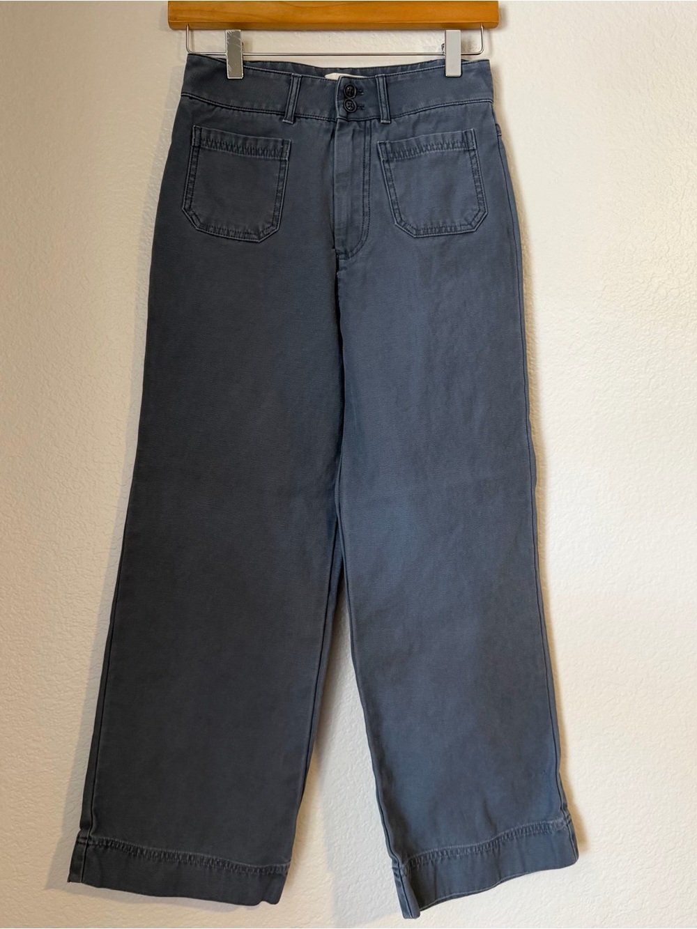 Marine Layer Bridget High Rise Wide Leg Cotton Pants Patch Pocket Size 2 Gray